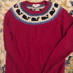 Vineyard Vines Pink Whale Isle Yoke Sweater XS